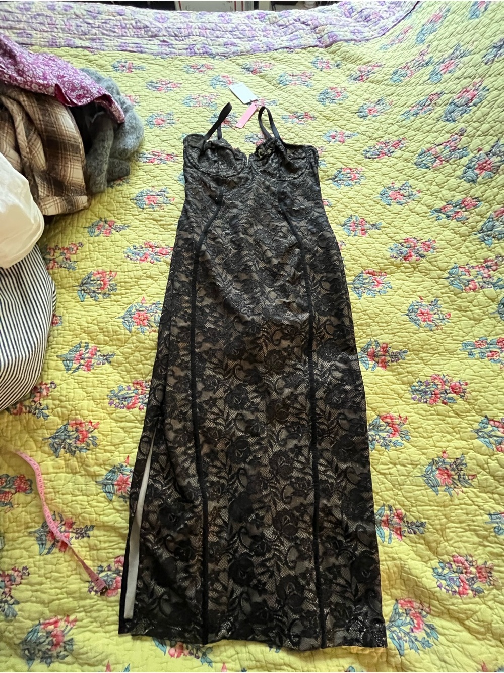 Popilush All-Lace Hourglass Corset Side Slit Midi Dress size SM NEW - Picture 6 of 16